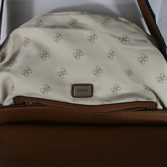 Guess Brown Faux Leather Shoulder Bag w/ Removable Wide Shoulder Strap EUC - Picture 12 of 15